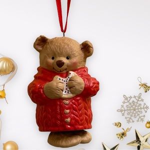 Vintage Hallmark 2001 Snuggly Sugar Bear Bell Ornament